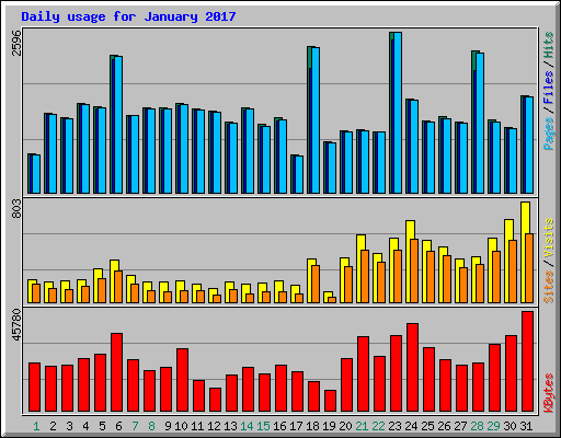 Daily usage for January 2017